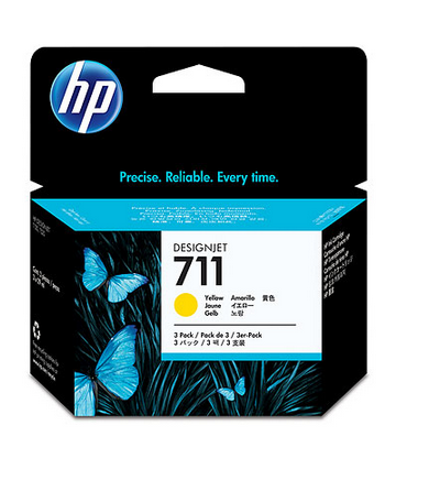 Image of HP Confezione da 3 cartucce di inchiostro giallo DesignJet 711, 29 ml 074