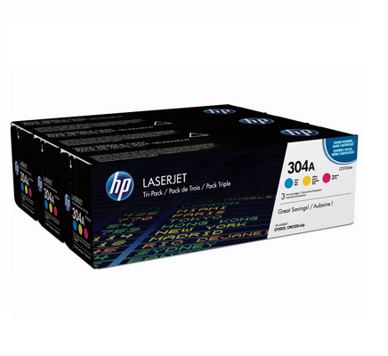 Image of HP Confezione da 3 cartucce originali di toner ciano/magenta/giallo LaserJet 304A 074