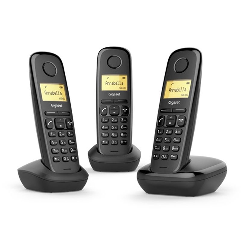 Image of GIGASET A170 TRIO (NERO) - TELEFONO CORDLESS TRIPLO - FUNZIONE SVEGLIA 074