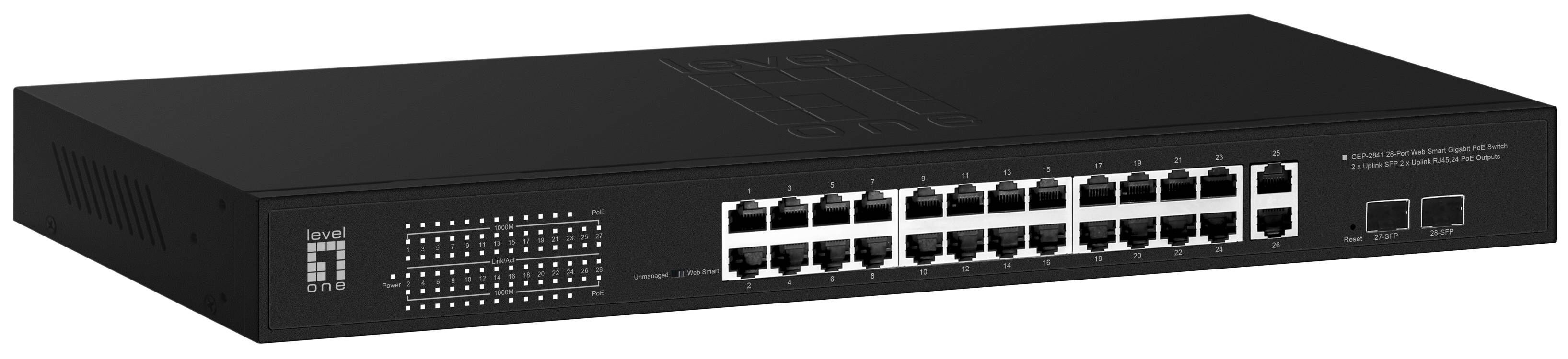 Image of LevelOne GEP-2841 switch di rete Gestito L2 Gigabit Ethernet (10/100/1000) Supporto Power over Ethernet (PoE) 1U Nero 074