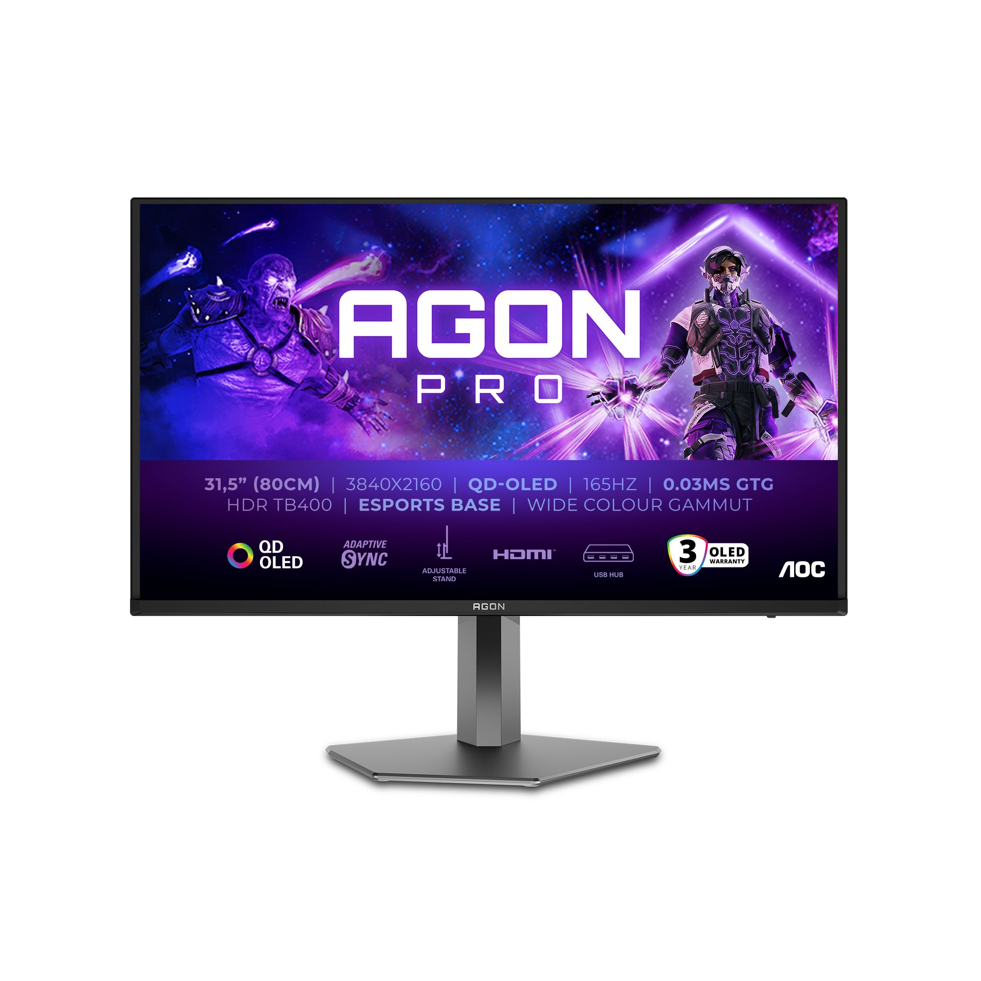 Image of AOC AGON PRO AG326UD Monitor PC 80 cm (31.5") 3840 x 2160 Pixel 4K Ultra HD QD-OLED Nero 074