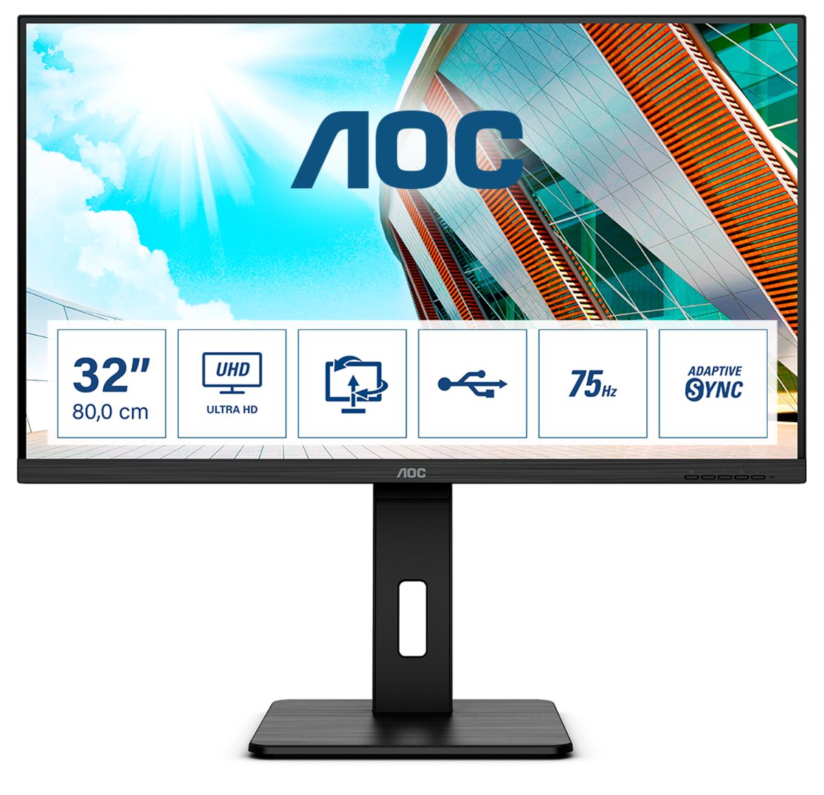 Image of AOC P2 U32P2 Monitor PC 80 cm (31.5") 3840 x 2160 Pixel 4K Ultra HD LED Nero 074