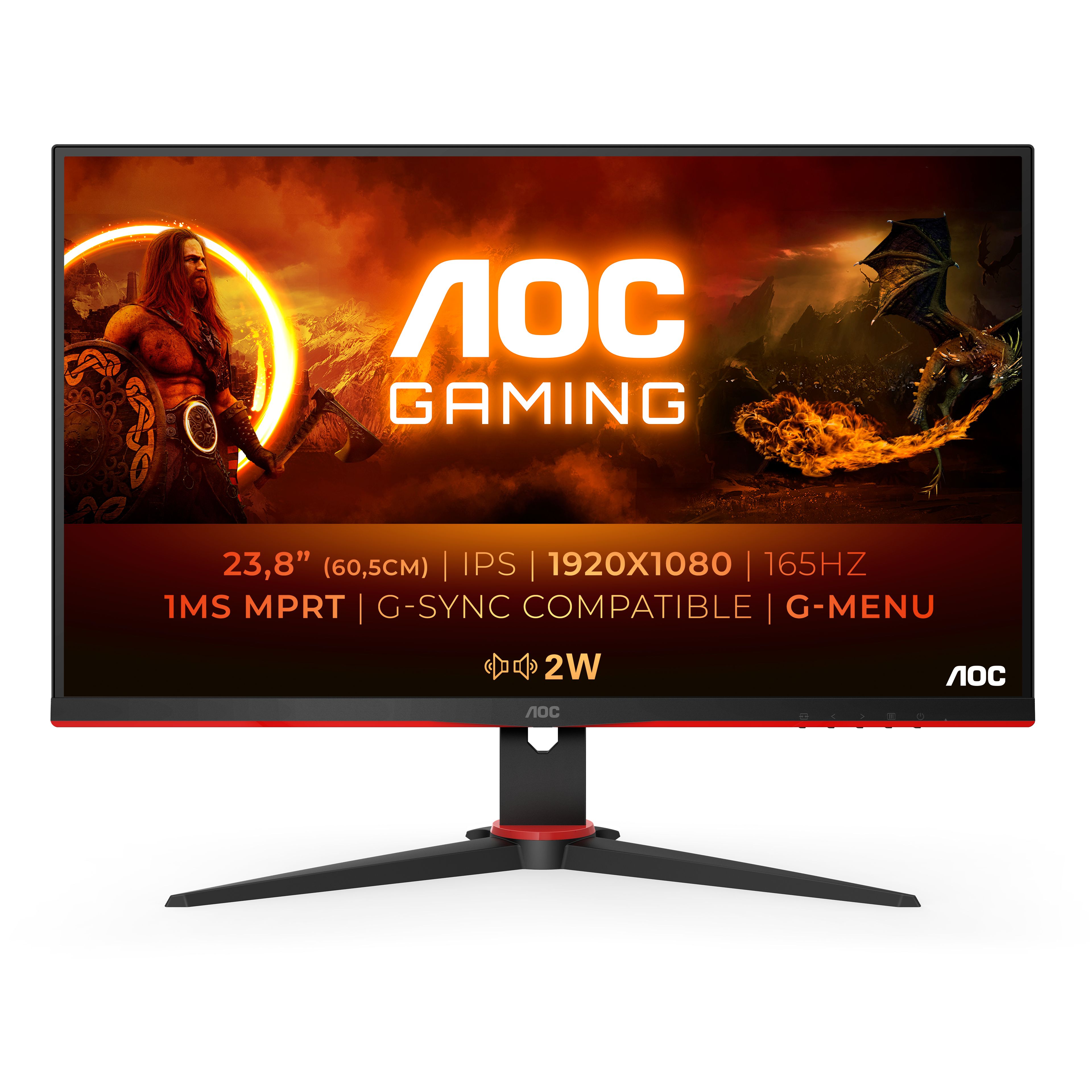 Image of AOC 24G2SPU/BK Monitor PC 60,5 cm (23.8") 1920 x 1080 Pixel Full HD Nero, Rosso 074