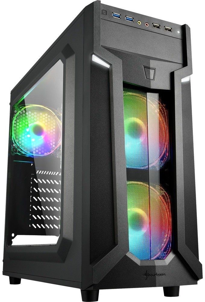 Image of SHARKOON CASE VG6-W RGB, ATX, 2XUSB2, 2XUSB3, 6 SLOTS, 2X120 LED FRONT 1X120 REAR, WINDOW ACRILIC, RGB COLOR 074