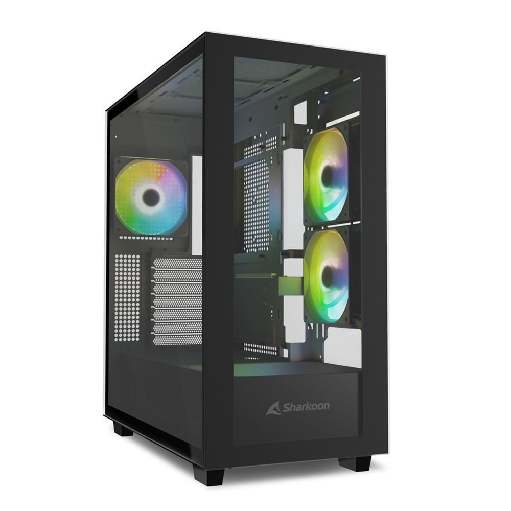 Image of SHARKOON CASE REBEL C60 RGB BLACK ATX 2x U3, 1x Type-C,TRRS, 2x Temperosso Glass, 4x 120 ARGB PWM, ARG 074