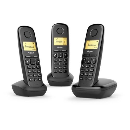 Image of TELEFONO CORDLESS GIGASET A170 TRIO L36852H2802K111 nero DECT displ. alfanum. monoc., ID chiamate, 10 suonerie, rubrica 50 nomi 074