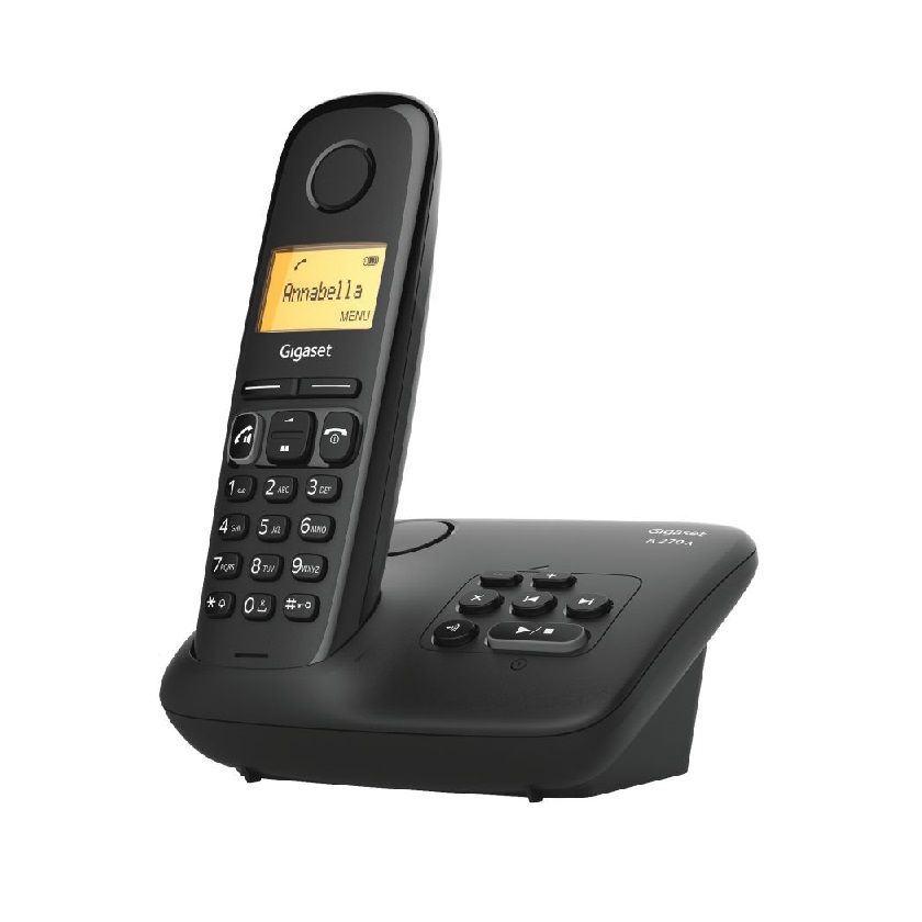 Image of GIGASET A270A - TELEFONO CORDLESS - FUNZIONE SVEGLIA - VIVAVOCE - SEGRETERIA - BLACK 074