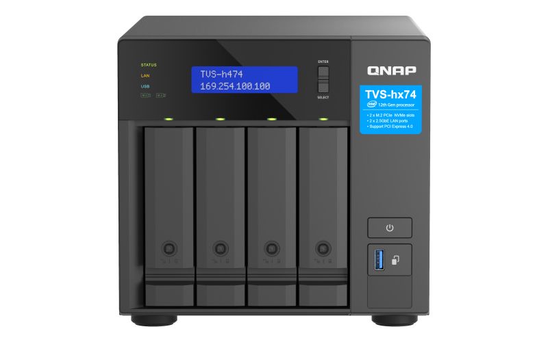 Image of QNAP TVS-H474 NAS Tower Intel® Pentium® G7400 8 GB DDR4 0 TB QuTS hero Nero 074