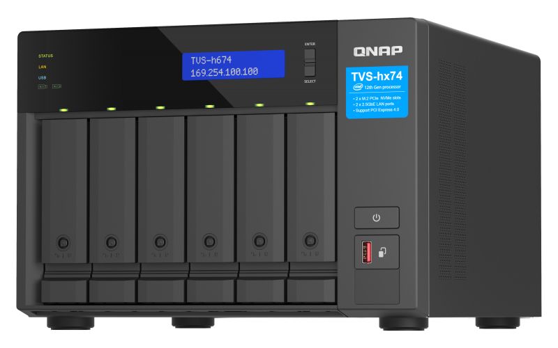 Image of QNAP TVS-h674 NAS Tower Intel® Core™ i3 i3-12100 16 GB DDR4 0 TB QuTS hero Nero 074