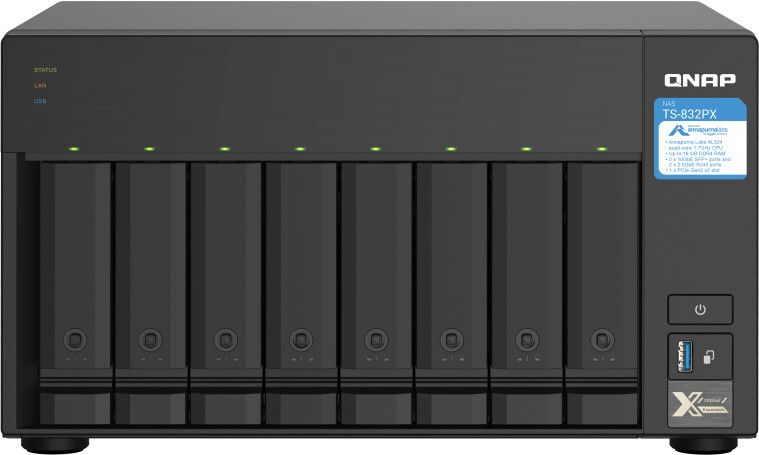 Image of QNAP TS-832PX NAS Tower Annapurna Labs AL324 4 GB DDR4 0 TB QNAP Turbo System Alluminio, Nero 074