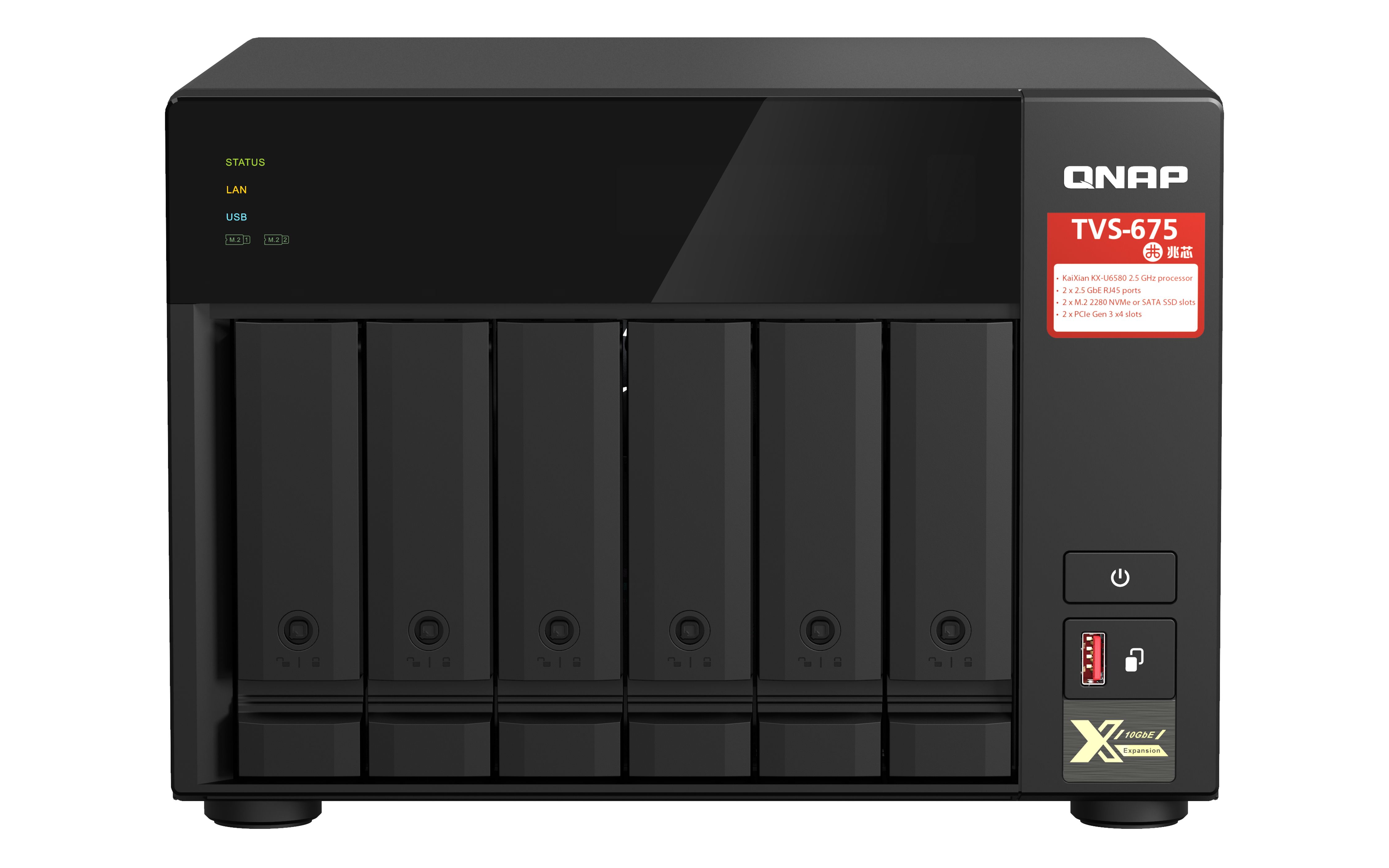 Image of QNAP TVS-675 NAS Tower ZhaoXin KaiXian KX-6000 KX-U6580 8 GB DDR4 0 TB QuTS hero Nero 074