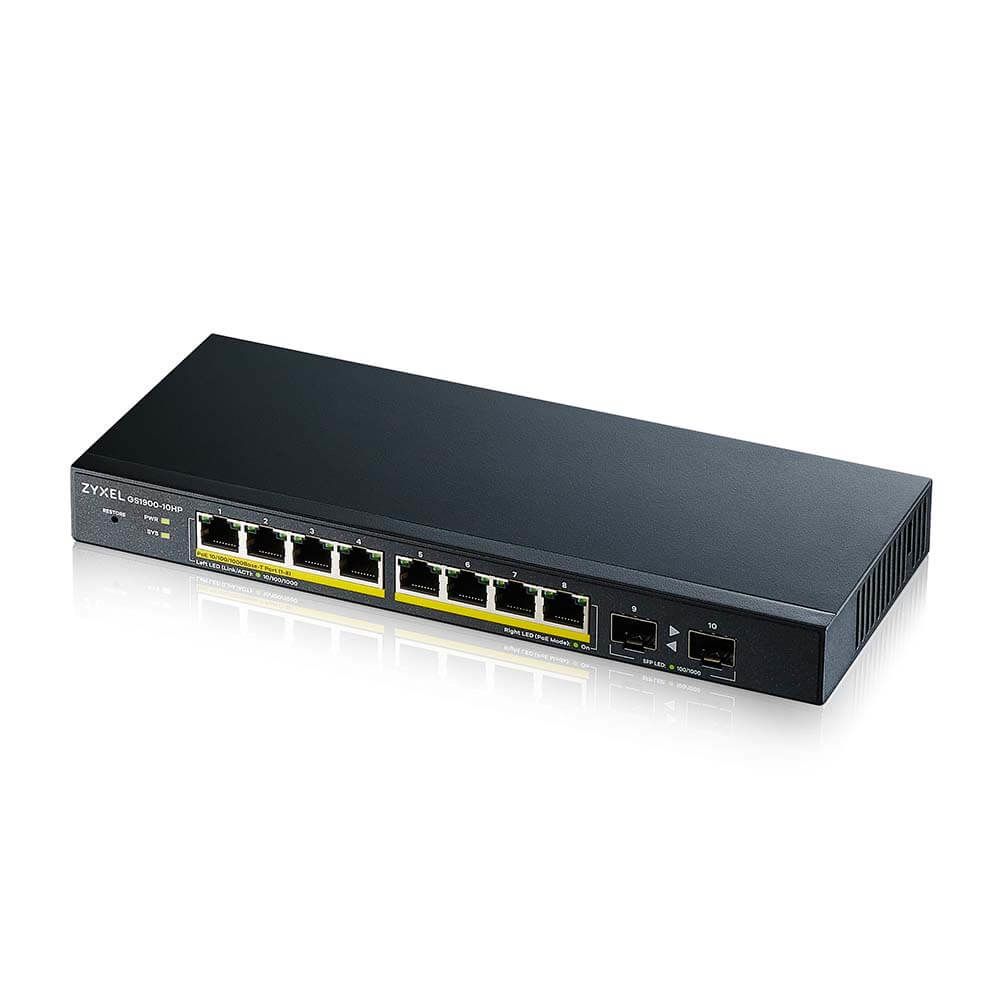 Image of Zyxel GS1900-10HP Gestito L2 Gigabit Ethernet (10/100/1000) Supporto Power over Ethernet (PoE) Nero 074