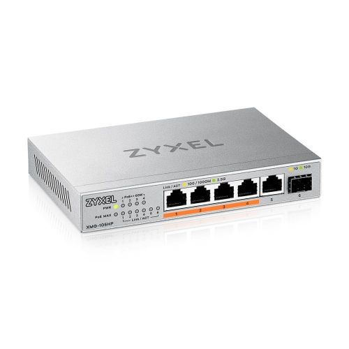 Image of Zyxel XMG-105HP Non gestito 2.5G Ethernet (100/1000/2500) Supporto Power over Ethernet (PoE) Argento 074