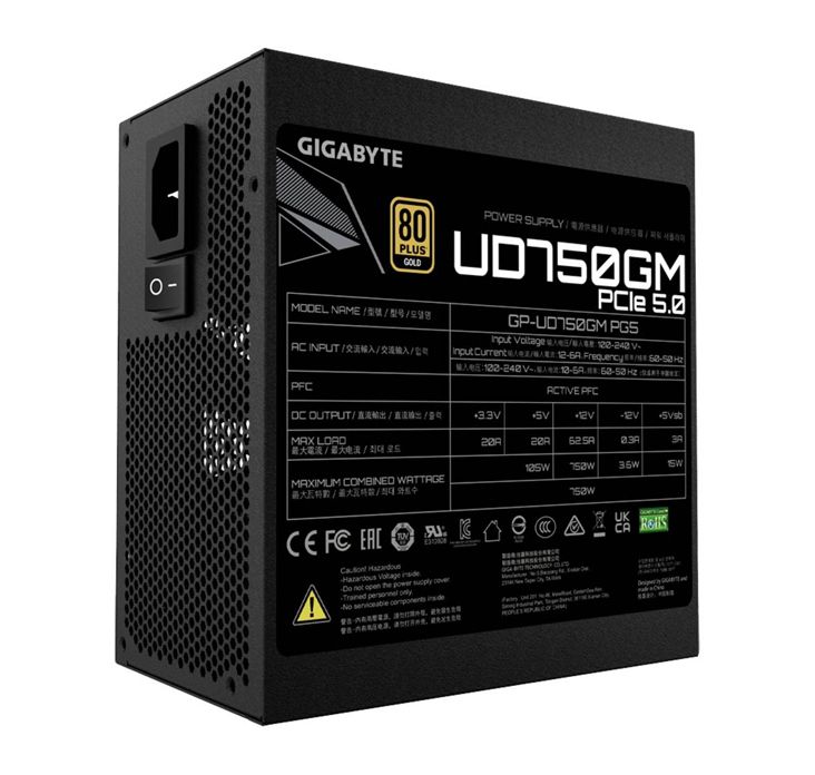 Image of GIGABYTE UD750GM PG5 alimentatore per computer 750 W 20+4 pin ATX ATX Nero 074