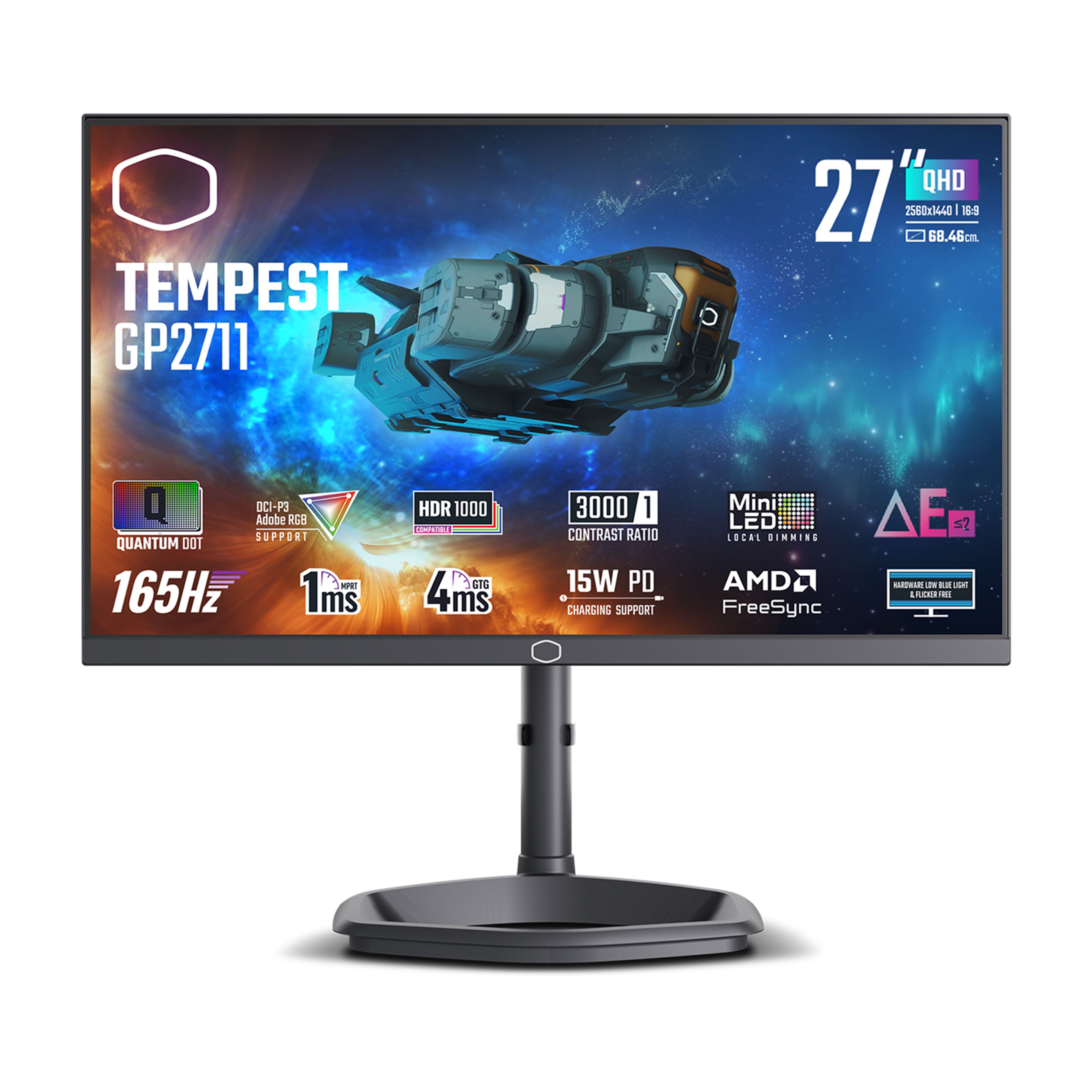 Image of COOLER MASTER MONITOR 27 LED VA 16:9 QHD 1MS 165HZ, PIVOT, USB-C, DP/2HDMI, MULTIMEDIALE, GP2711 074