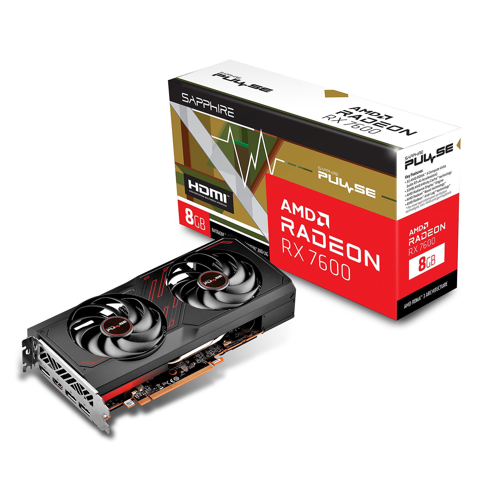 Image of SAPPHIRE VGA RADEON RX 7600, PULSE RX 7600 GAMING, 8GB GDDR6, HDMI / TRIPLE DP 074