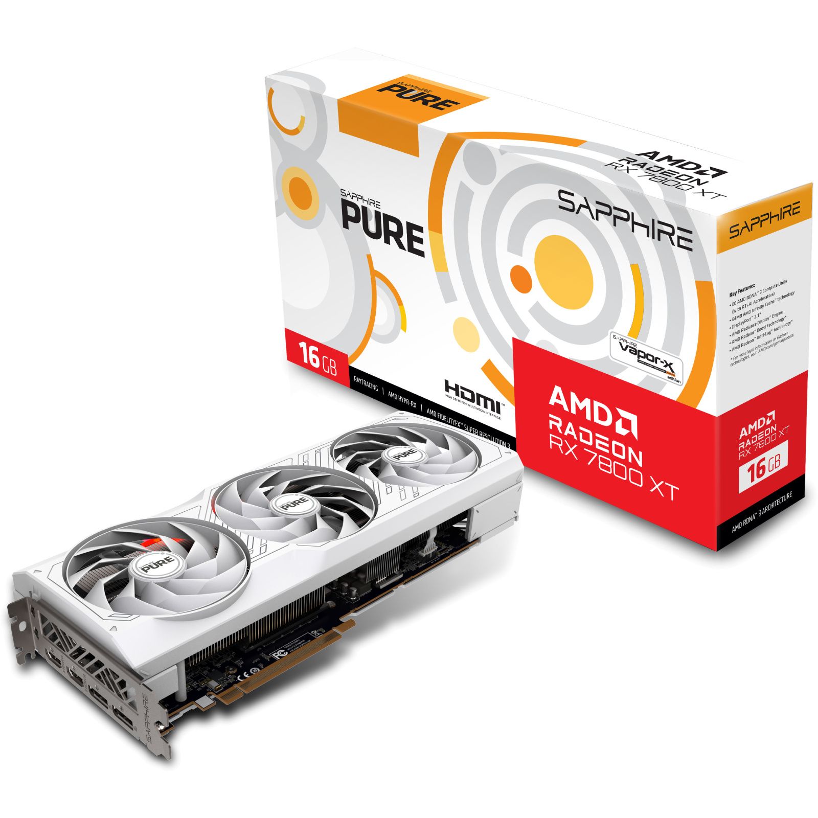 Image of SAPPHIRE VGA RADEON RX 7800 XT, PURE RX 7800 XT GAMING OC, 16GB GDDR6, DUAL HDMI / DUAL DP 074