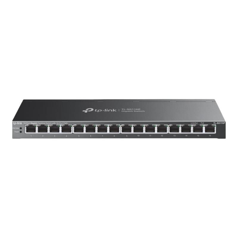 Image of TP-Link TL-SG116P switch di rete Non gestito Gigabit Ethernet (10/100/1000) Supporto Power over Ethernet (PoE) Nero 074