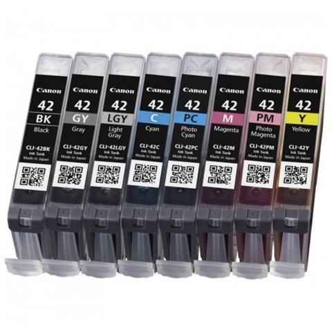 Image of Canon 8 Cartucce Inkjet Multipack CLI-42 BK/GY/LGY/C/M/Y/PC/PM 074