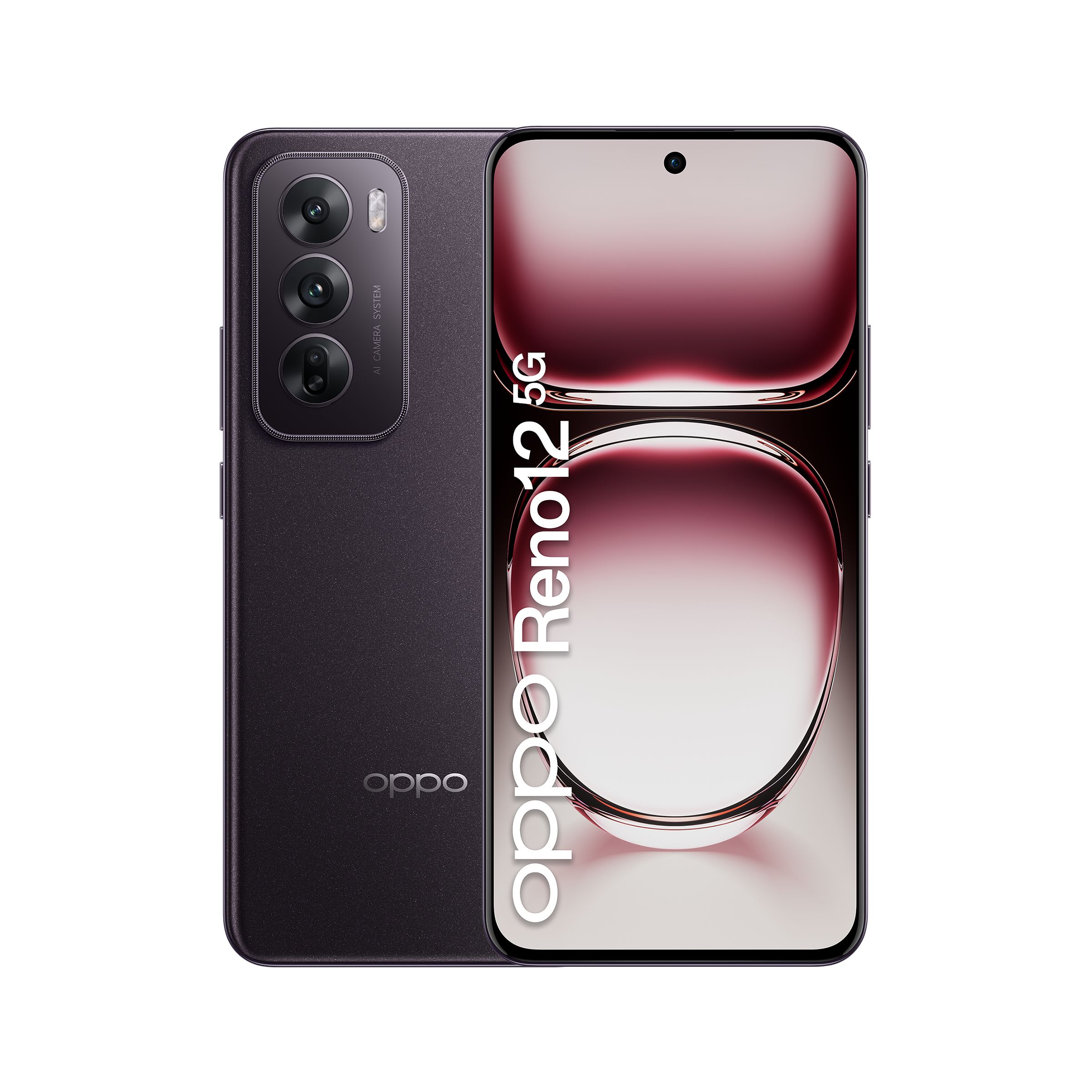 Image of OPPO Reno12 5G AI Smartphone, Tripla fotocamera 50+8+2MP, Selfie 32MP, Display 6.7” 120HZ AMOLED FHD+, 5000mAh, RAM 24 GB (12+12) + ROM 256GB, [Versione Italia], nero Brown 074