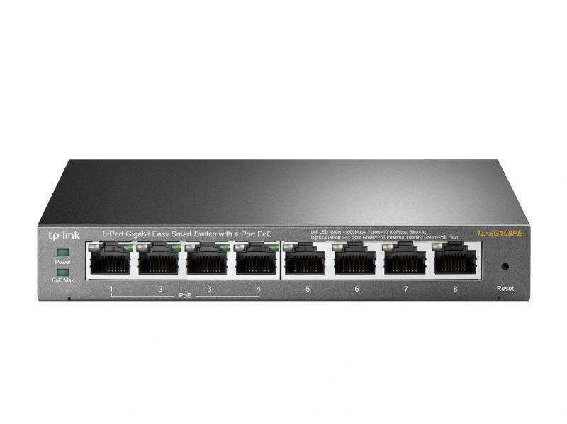 Image of TP-Link TL-SG108PE Gestito L2 Gigabit Ethernet (10/100/1000) Supporto Power over Ethernet (PoE) Nero 074