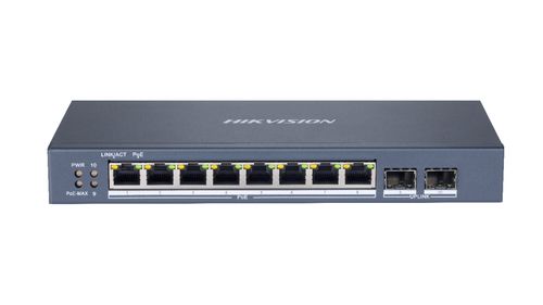 Image of HIKVISION SWITCH L2, SMART MANAGED, 8 GIGABIT RJ45 POE PORTS, 2 GIGABIT RJ45 PORT, 802.3AF/AT, POE P 074