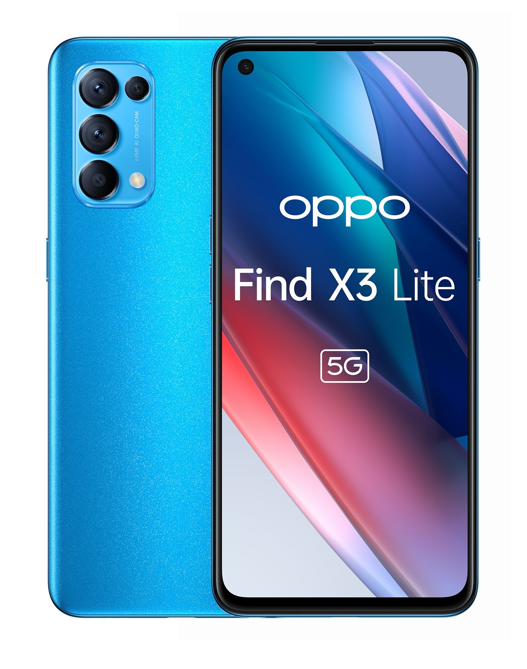 Image of OPPO Find X3 Lite Smartphone 5G, Qualcomm 765G, Display 6.43'' FHD+AMOLED, 4 Fotocamere 64MP, RAM 8GB ESPANDIBILE FINO A 13GB+ROM 128GB, 4400mAh, Dual Sim, [Versione Italiana], Colore Astral Blue 074