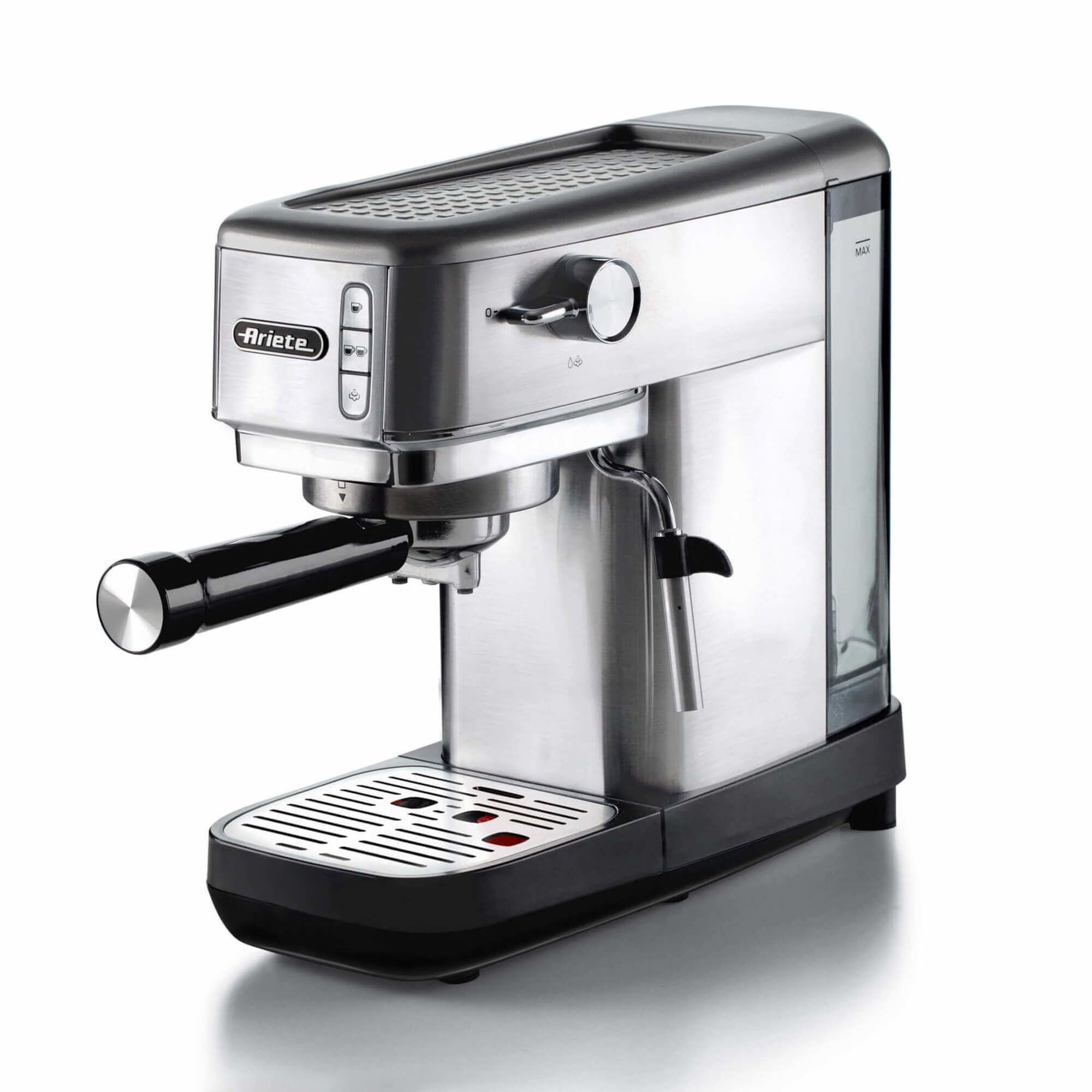 Image of Ariete 1380 Macchina da caffè in metallo, compatibile con caffè in polvere e cialde ESE, 1300 W, Capacità 1,1 L, 15 bar di pressione, Filtro ½ tazze, Dispositivo Cappuccino, argento 074