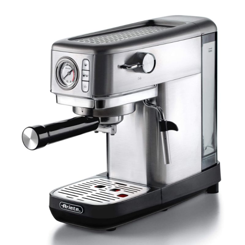 Image of Ariete 1381 Macchina da caffè con manometro, compatibile con caffè in polvere e cialde ESE, 1300 W, Capacità 1,1 L, 15 bar di pressione, Filtro ½ tazze, Dispositivo Cappuccino, argento 074