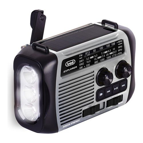 Image of Trevi RADIO PORTATILE DINAMO E SOLARE USB MICRO SD WIRELESS E POWERBANK RA 7F30 BT GRIGIO 074