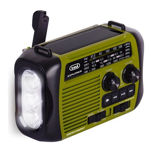 Image of Trevi RADIO PORTATILE DINAMO E SOLARE USB MICRO SD WIRELESS E POWERBANK RA 7F30 BT VERDE 074