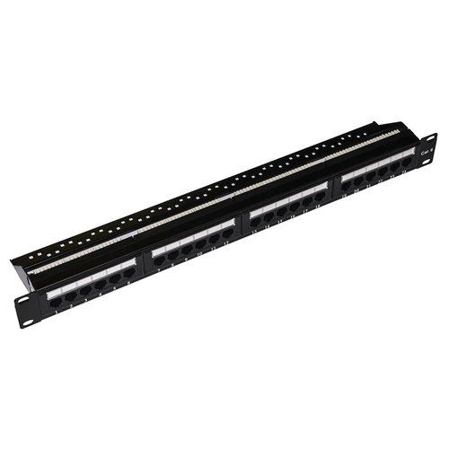 Image of PATCH PANEL 19 LINK NON SCHERMATO UTP 24 PORTE 8 POLI RJ45 PER RETI CATEGORIA 6 - 1 UNITA NERO 074