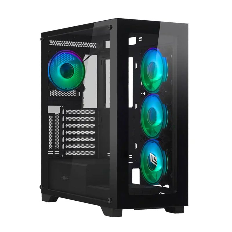 Image of NOUA IRON V101 - CASE TOWER - NERO - 4 VENTOLE ARGB - PANNELLO VETRO TEMPERATO - SUPPORTA DISSIPAZIONE A LIQUIDO 074