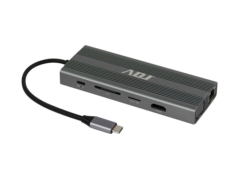 Image of HUB DOCK TYPE C MULTIPORT 12 IN 1 USB+HDMI+VGA+LAN+PD+AUDIO+SD ADJ 074