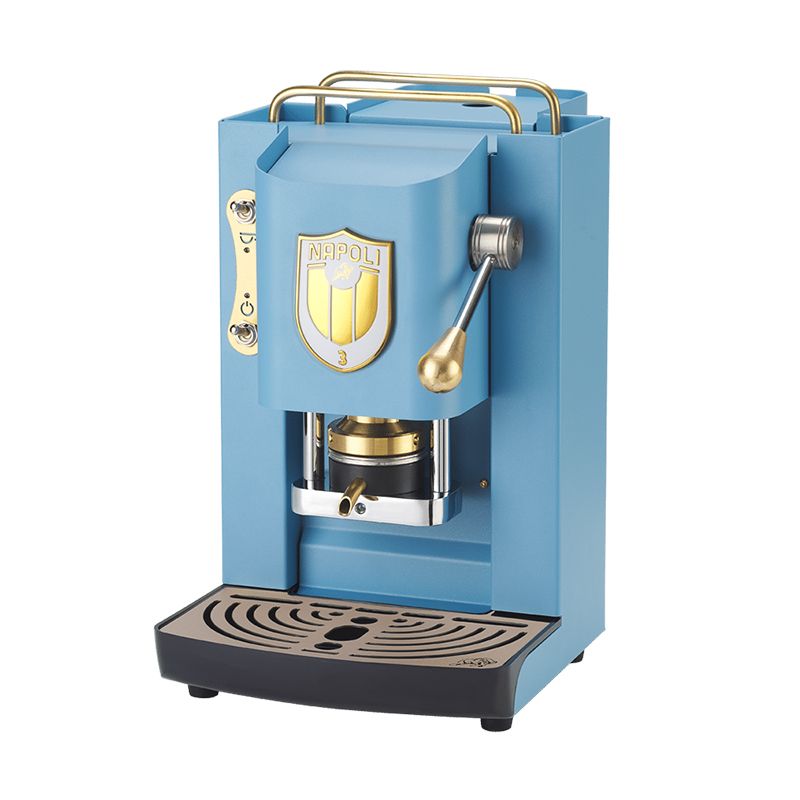 Image of FABER PRO DELUXE NAPOLI EDITION (AZZURRO + SCUDETTO BIANCO) - MACCHINA PER CAFFE CON PRESSACIALDA IN OTTONE E TELAIO IN ACCIAIO 074