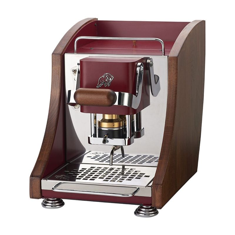 Image of FABER AGENTA MINI - MACCHINA PER CAFFE - PRESSACIALDA IN OTTONE - TELAIO IN METALLO CHERRY RED E LATERALI IN LEGNO 074