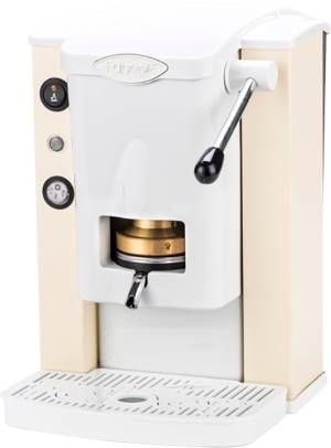 FABER PICCOLA SLOT BASIC - MACCHINA PER CAFFE CON PRESSACIALDA IN OTTONE -  TELAIO IN METALLO SABBIA E FRONTALE IN POLICARBONATO BIANCO