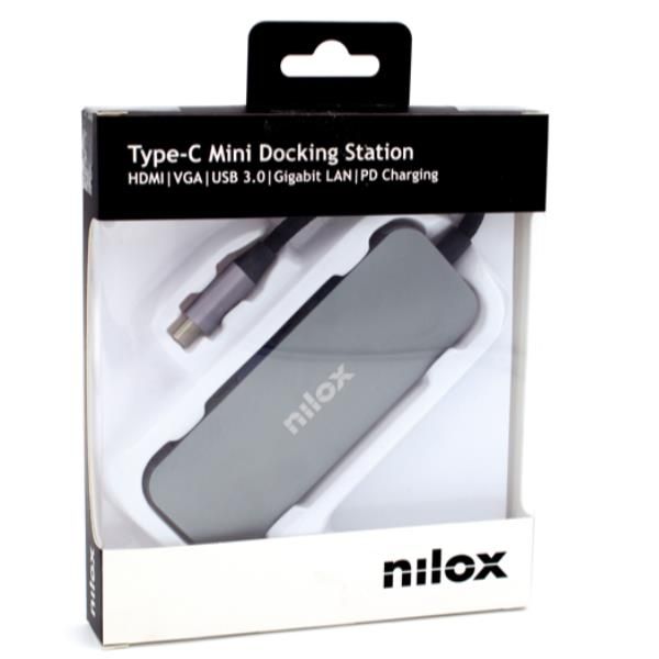 Image of NILOX DOCK TYPE C 3 USB 3.0, HDMI + HDMI + VGA, USB C, RJ45 NXDSUSBC03 074