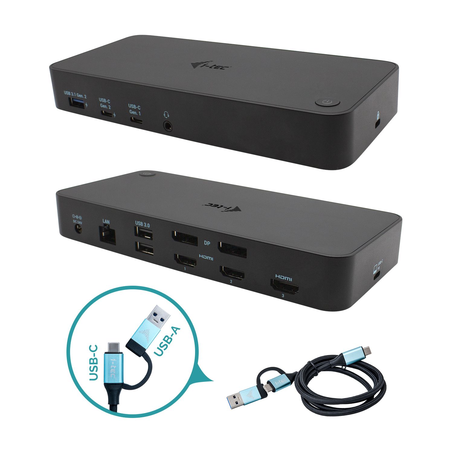 Image of i-tec USB 3.0 / USB-C / Thunderbolt, 3x 4K Docking Station + Power Delivery 100W 074