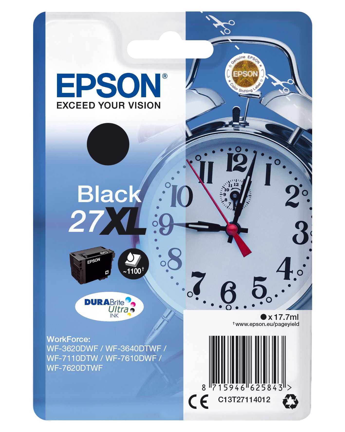 Image of Epson Alarm clock Cartuccia Sveglia Nero Inchiostri DURABrite Ultra 27XL 074