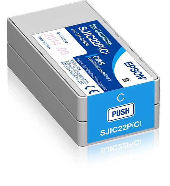 Image of Epson SJIC22P(C): Ink cartridge for ColorWorks C3500 (Cyan) 074