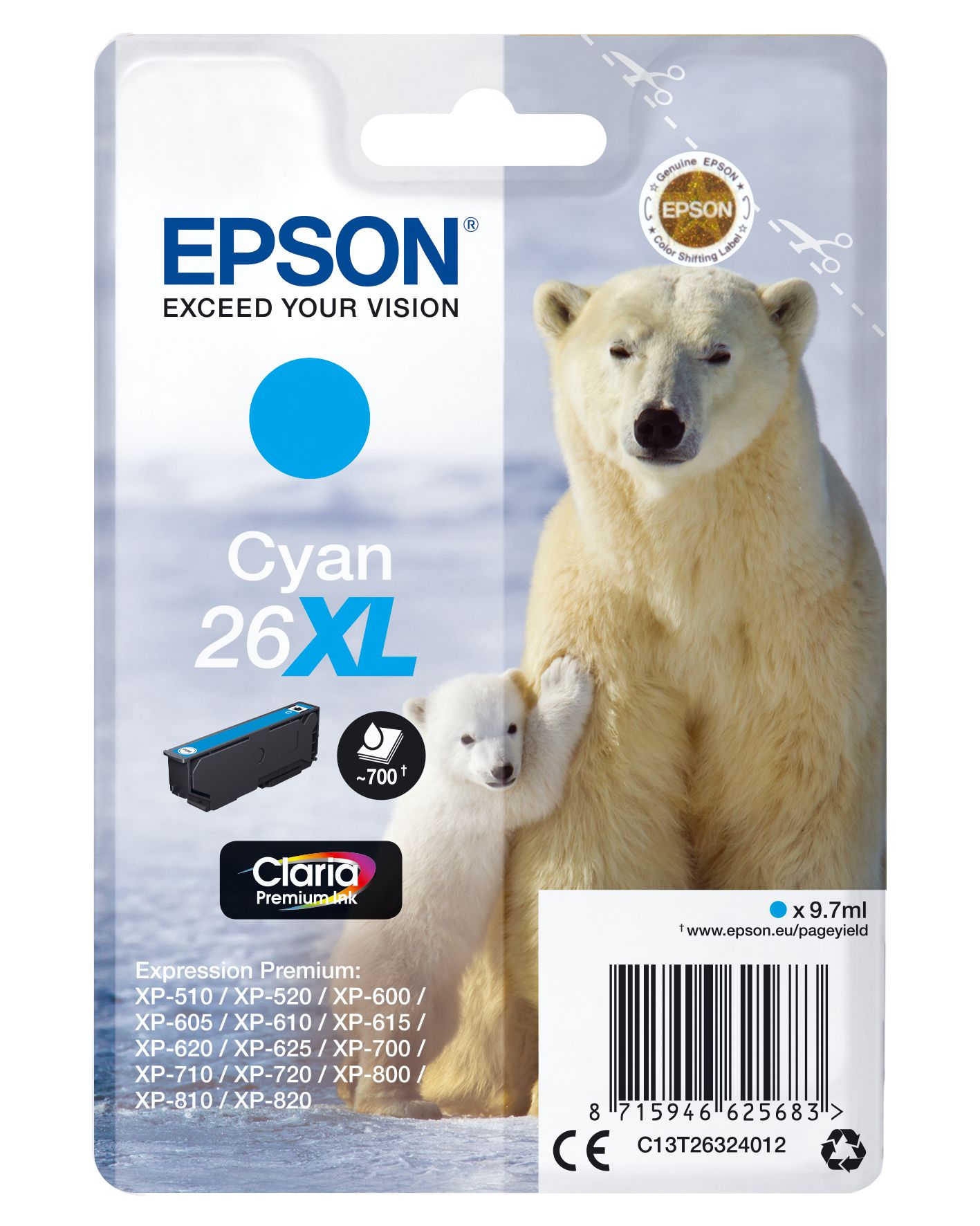 Image of Epson Polar bear Cartuccia Ciano XL 074