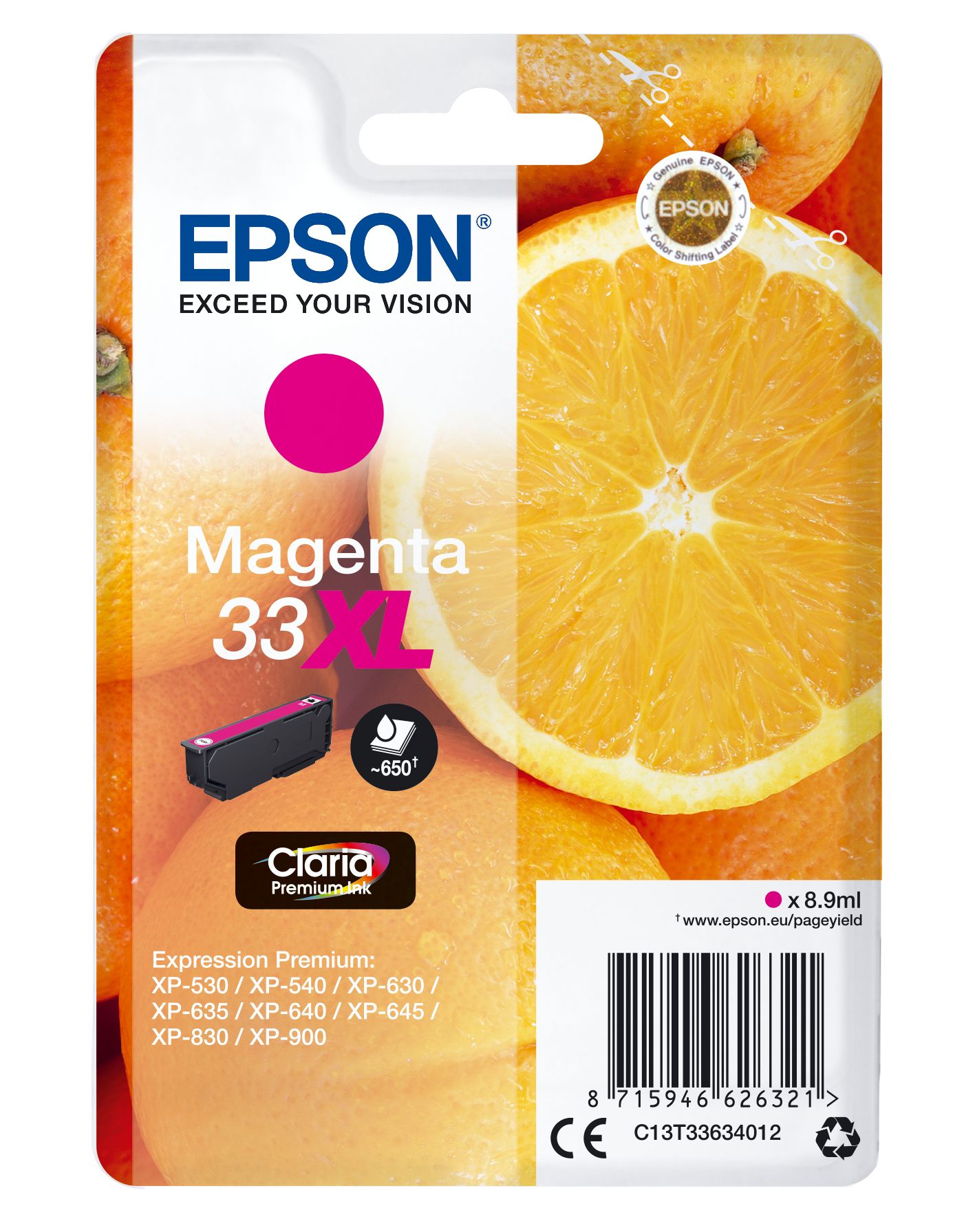 Image of Epson Oranges Cartuccia Magenta T33XL Claria Premium 074