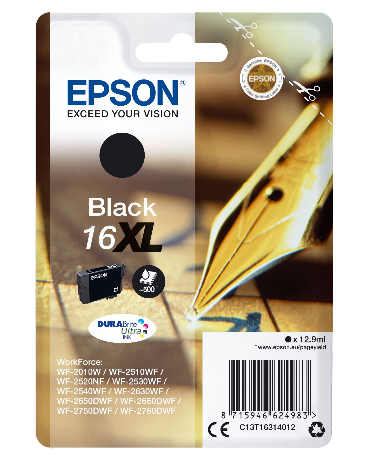 Image of Epson Pen and crossword Cartuccia Penna e cruciverba Nero Inchiostri DURABrite Ultra 16XL 074