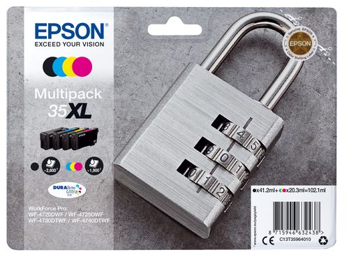 Image of Epson Padlock Multipack 4-colours 35XL DURABrite Ultra Ink 074