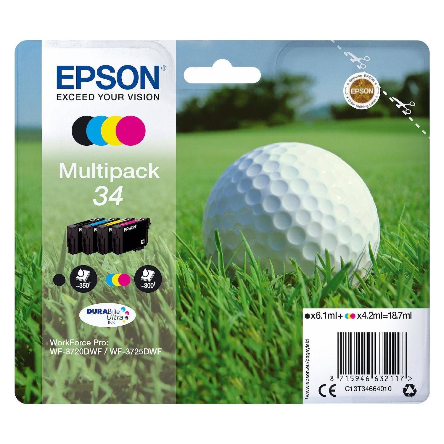 Image of Cartuccia Epson pallina da golf 34 multipack per WF3725DW WF3720DWF 074