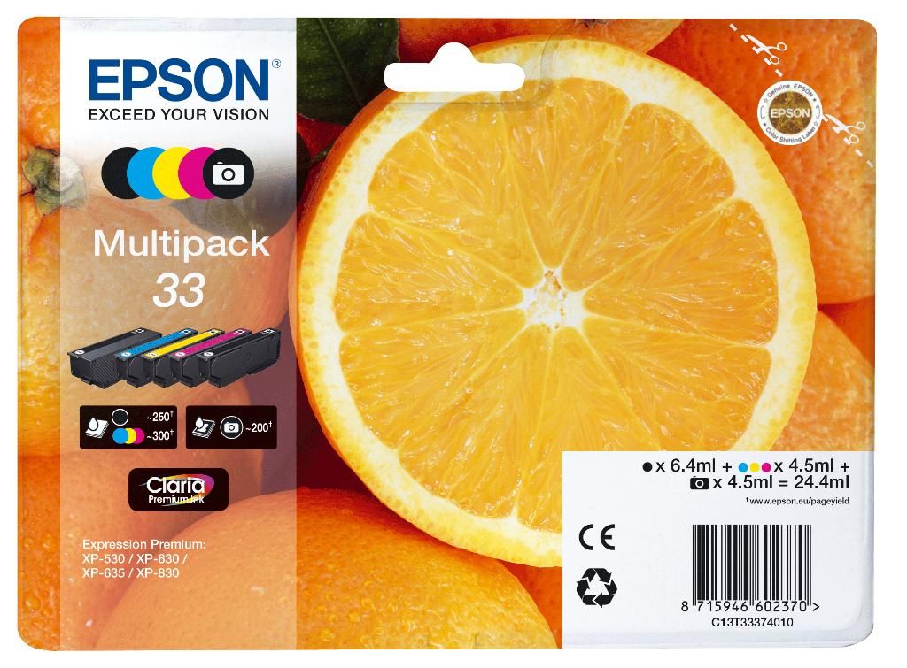 Image of Epson Oranges Multipack 5-colours 33 Claria Premium Ink 074