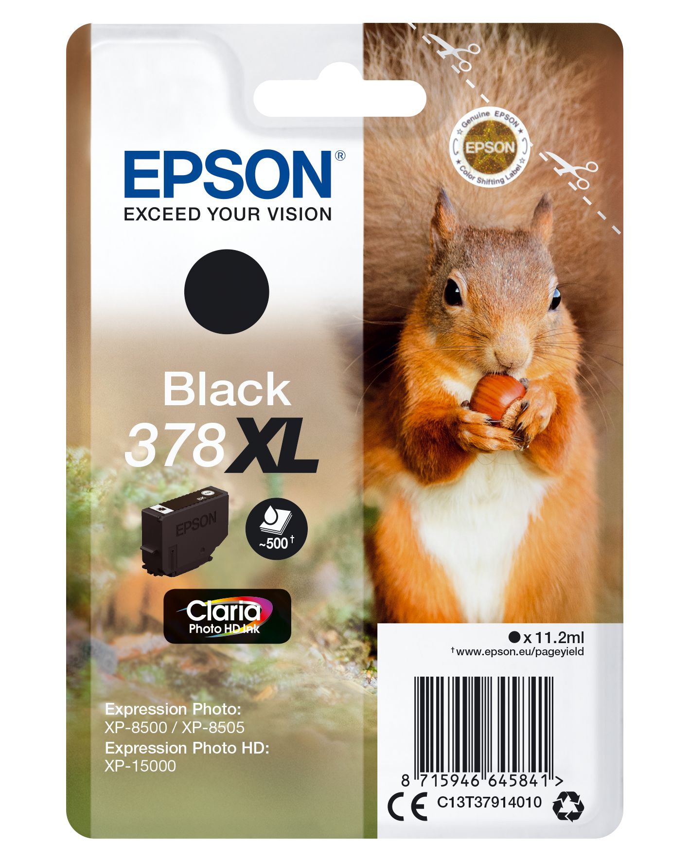 Image of Epson Squirrel Singlepack nero 378XL Claria Photo HD Ink 074