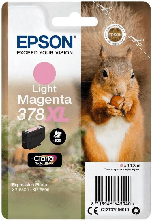 Image of Epson Squirrel Singlepack Light Magenta 378XL Claria Photo HD Ink 074