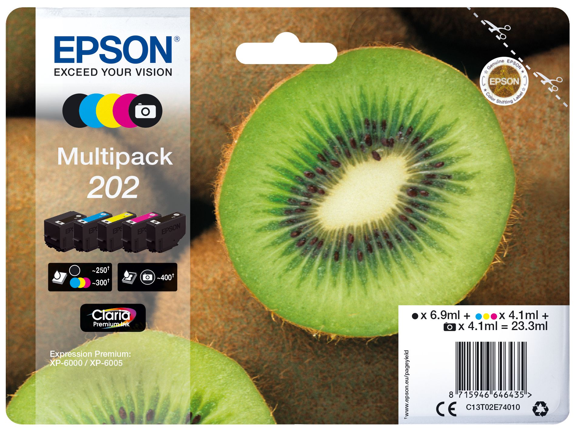 Image of Epson Kiwi Multipack 5-colours 202 Claria Premium Ink 074